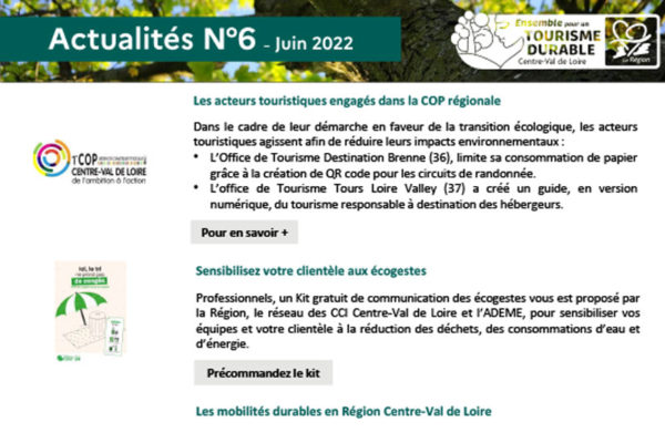 Lettre d'actualités n°6 - Tourisme durable
