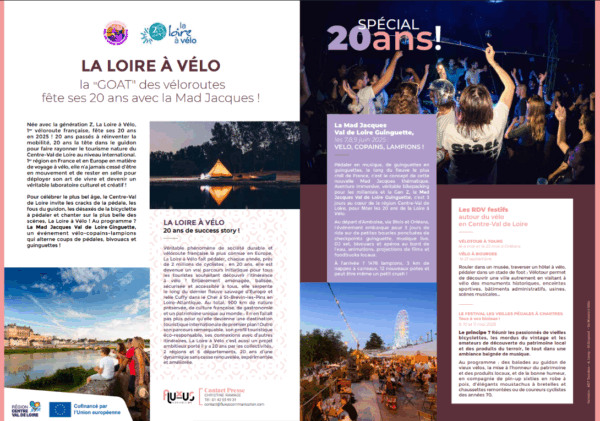 Communiqué de presse - 20 ans de La Loire à Vélo et Mad Jacques