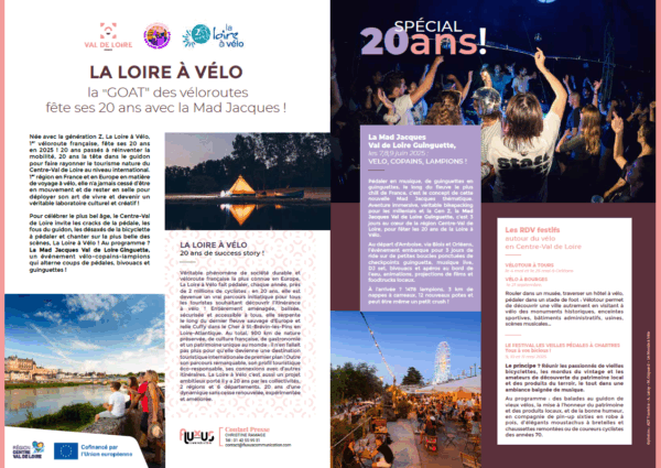 Communiqué de presse - 20 ans de La Loire à Vélo et Mad Jacques